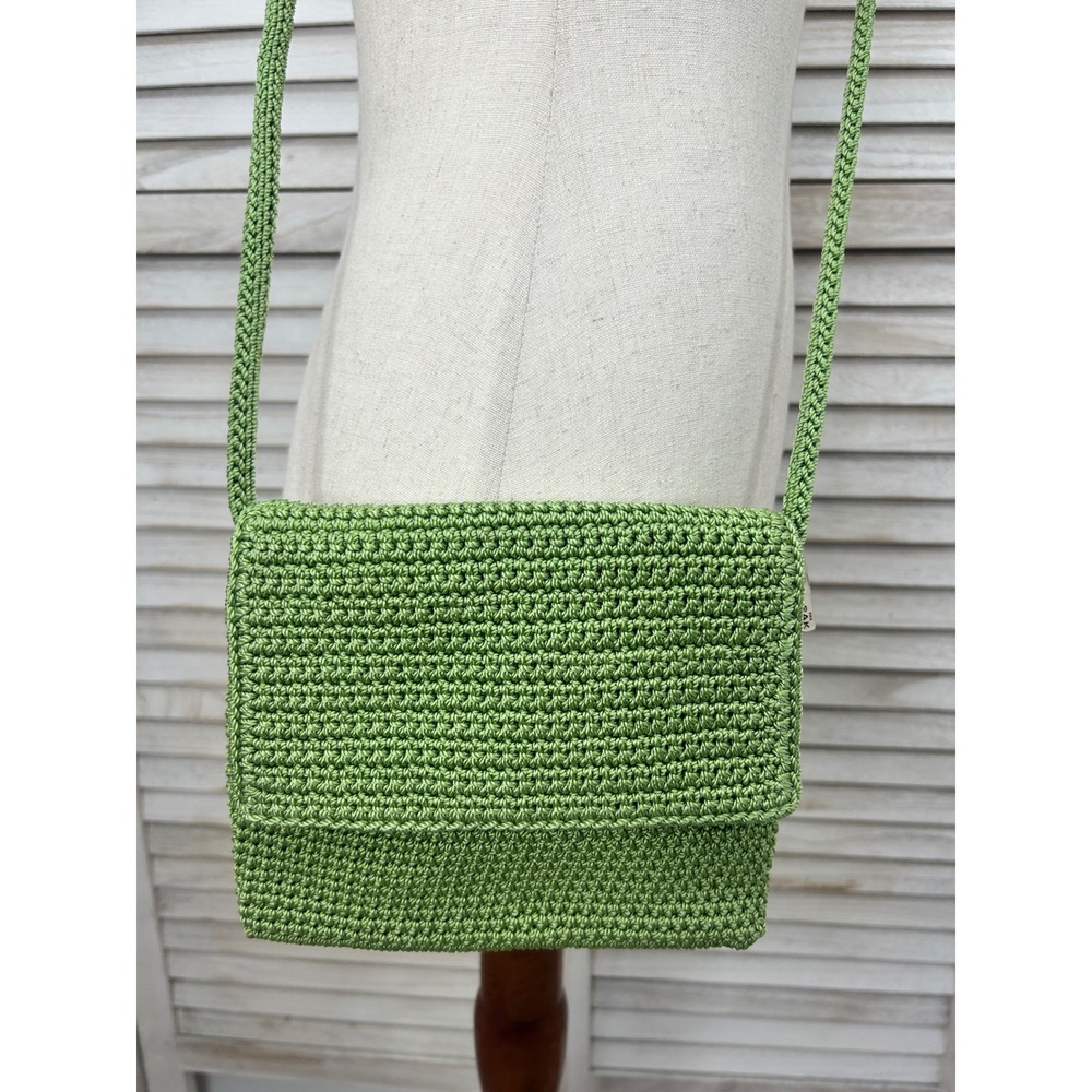 The Sak Crossbody Bag Small Green Crochet Boho Coastal Twee Purse